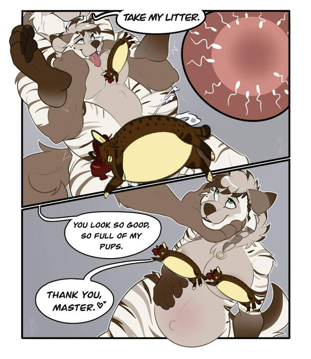 1 page, 2 characters in 1 panel, 1 character in second panel, impreg detail